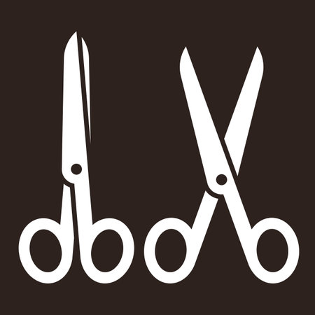 Open and closed scissors on dark backgroundのイラスト素材
