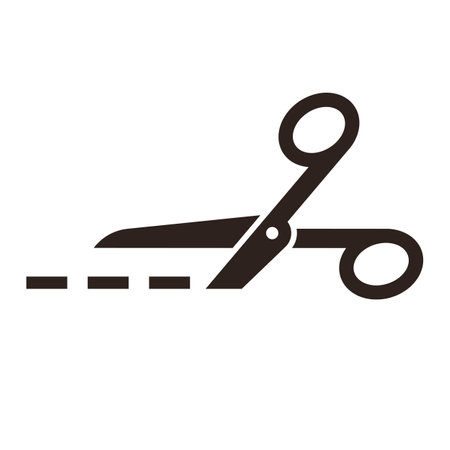 Vector scissors with cut lines isolated on white backgroundのイラスト素材