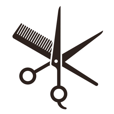 Hairdressing scissors and comb. Hairdresser symbol isolated on white backgroundのイラスト素材