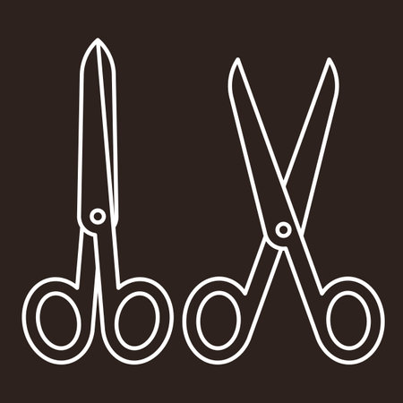 Open and closed scissors on dark backgroundのイラスト素材