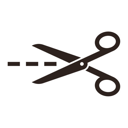 Vector scissors with cut lines isolated on white backgroundのイラスト素材