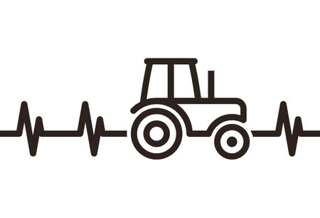 Tractor heartbeat. Farmer symbol isolated on white backgroundのイラスト素材