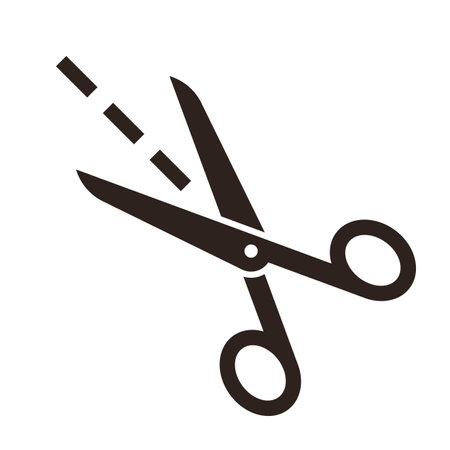 Vector scissors with cut lines isolated on white backgroundのイラスト素材