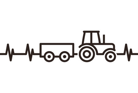 Tractor heartbeat. Farmer symbol isolated on white backgroundのイラスト素材