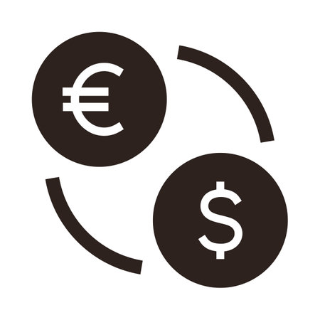 Currency exchange icon vector. Exchange office symbol. Dollar and euro sign isolated on white backgroundのイラスト素材