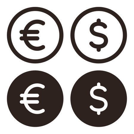 Euro and dollar sign set. Money vector symbol isolated on white backgroundのイラスト素材