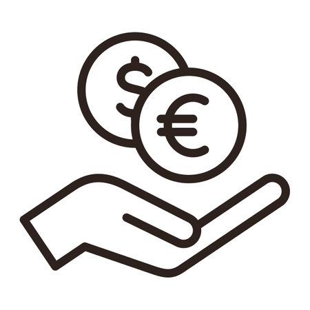 Hand holding dollar and euro, save money icon, salary money, money exchange, invest finance isolated on white backgroundのイラスト素材