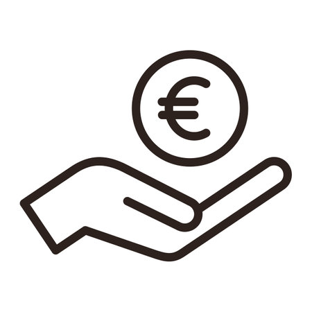 Hand holding euro, save money icon, salary money, invest finance isolated on white backgroundのイラスト素材