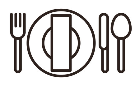 Place setting. Table setting. Restaurant icon isolated on white backgroundのイラスト素材