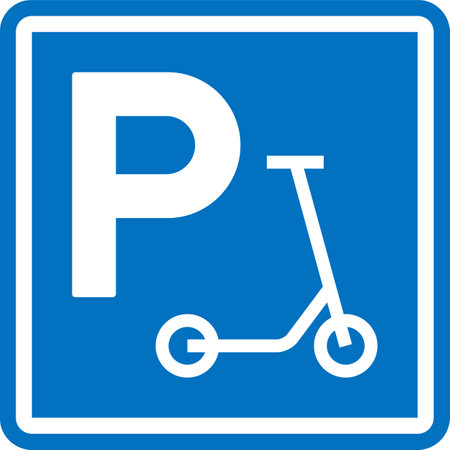 Scooter parking icon, road sign isolated on white backgroundのイラスト素材
