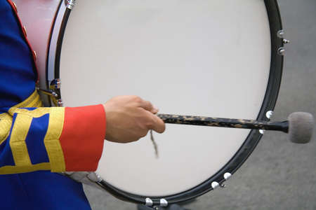 Detail of a drummer in uniform during the parade