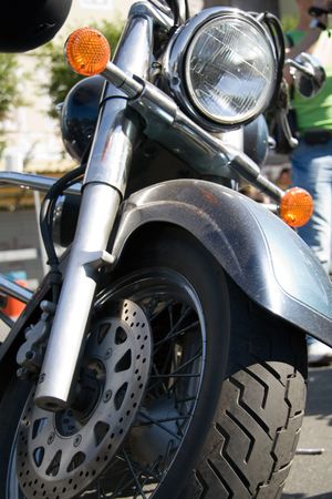 Close up view of motorcycle 