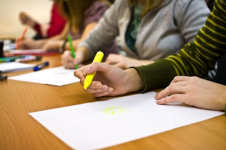 Students at the lesson in the collegeの写真素材