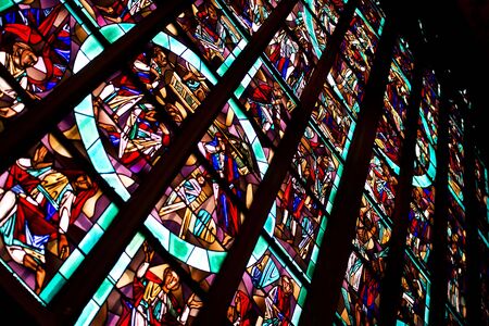 Stained glass in Aachen cathedralのeditorial素材