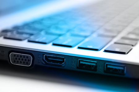 Colorized computer (notebook) keyboard close-up viewの写真素材