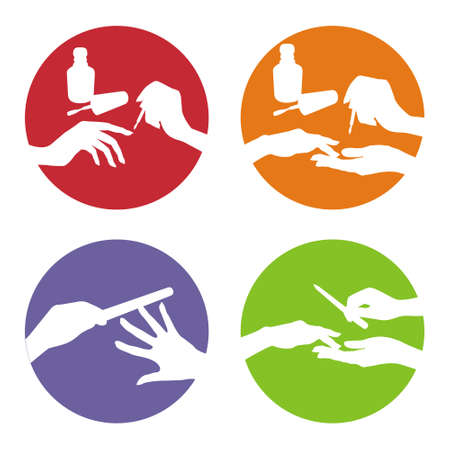 nail polishing, set of manicure icons, vector imageのイラスト素材