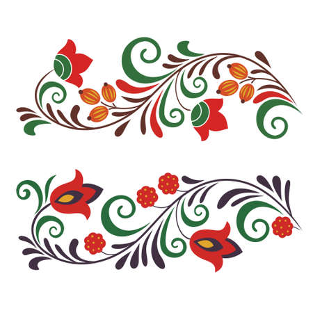 russian traditional khokhloma pattern, vector ornamentのイラスト素材