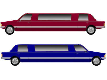 Limousine - two large machines on a white backgroundの写真素材