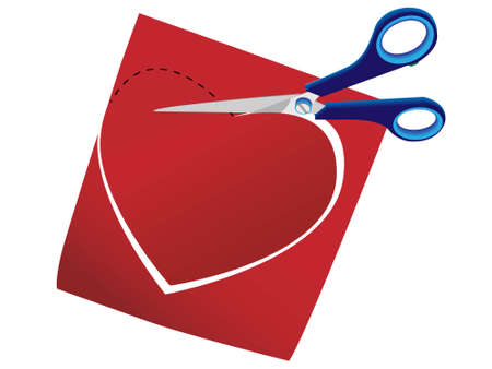 Scissors cut a background from a paper heart in a vectorのイラスト素材