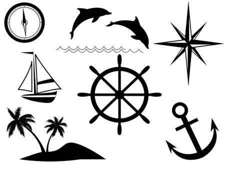 The sea and sea signs in a vector on a white backgroundのイラスト素材