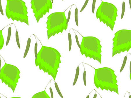 Seamless pattern spring leaves of a birch in a vectorのイラスト素材