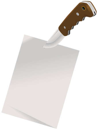 Leaf of a paper pinned by a knife for a background in a vectorのイラスト素材