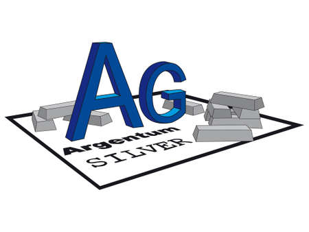 Silver a symbol in a periodic table and ingots in a vectorのイラスト素材