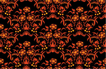 Seamless pattern for a background in a vector - flowers, a grass and berries, a vegetative ornamentのイラスト素材