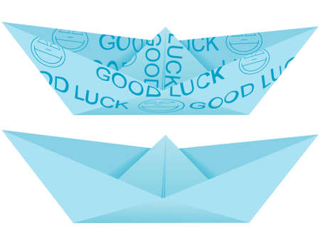 Paper ship origami with a wish of success in a vectorのイラスト素材