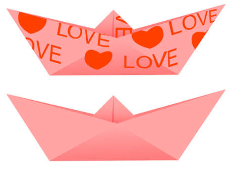 Paper ship origami with a wish of love in a vectorのイラスト素材