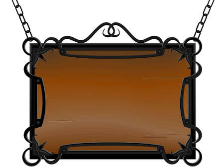 The ancient forged street signboard a background with a wooden board in a vectorのイラスト素材