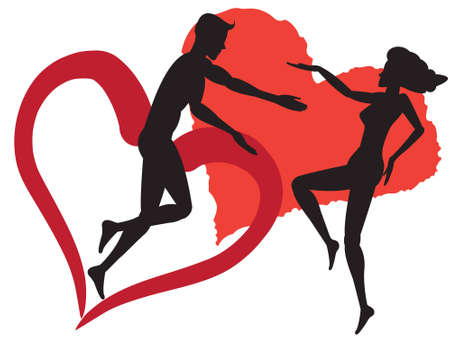 Background the man and the woman and two loving heartsのイラスト素材