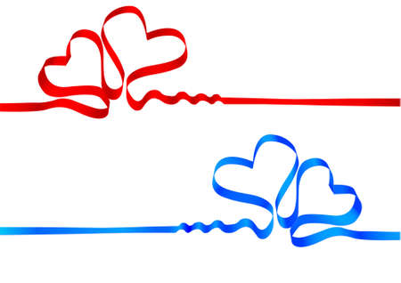 Decorative silk tape with heart for design in a vectorのイラスト素材