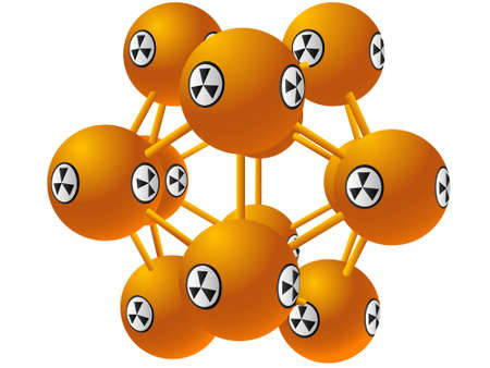 Model of a molecule with a sign on radiating danger のイラスト素材