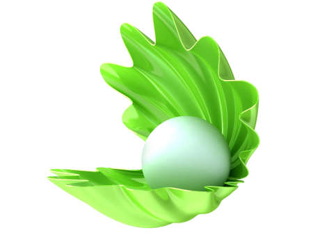 Jewelry a bowl with pearls inside isolated on a white backgroundの写真素材