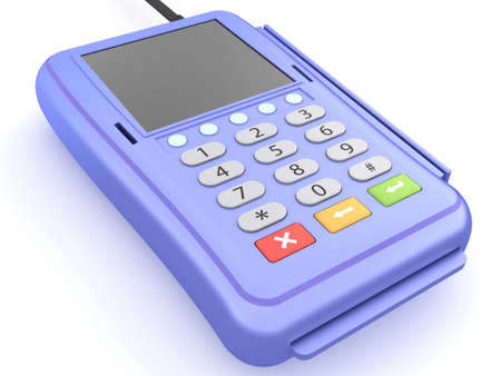 The input reader of credit cards for the clearing settlement in shopの写真素材