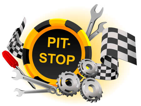 Sign pit-stop with the tool and gearsのイラスト素材