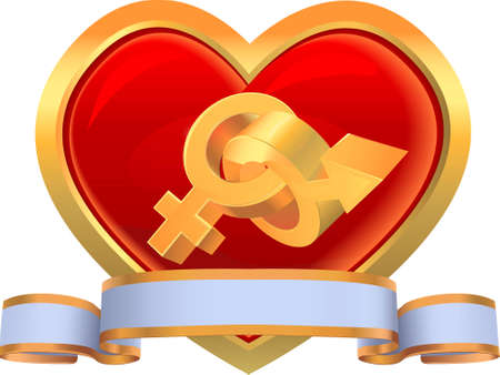 Heart in a gold framework with a tape のeditorial素材