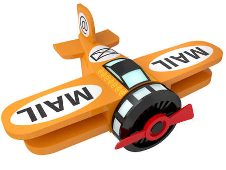 The toy plane a symbol of e-mail isolated