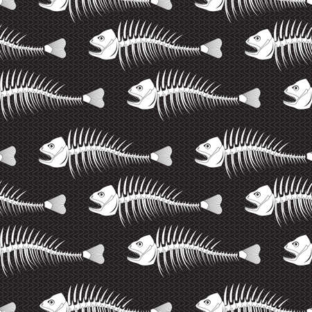 Seamless a pattern of a bone of a skeleton of a fish in a vectorのイラスト素材