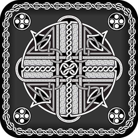 The button in celtic style with a traditional cross in a illustrationのイラスト素材