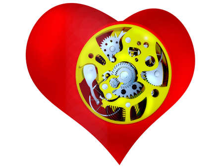 Heart with the mechanism inside - a symbol of cardiology 3dの写真素材