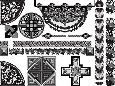 Set of elements of design in celtic style のイラスト素材