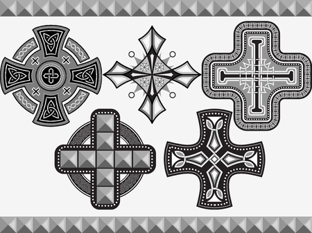 Set celtic crosses with an ornament in a vectorのイラスト素材