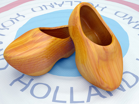 holland national wooden footwear of a sabot in 3dの写真素材