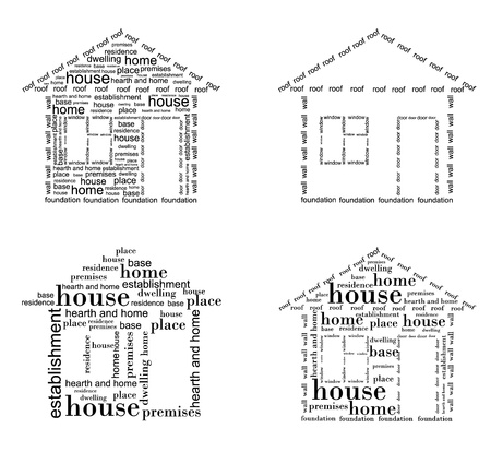 Image of a house made ??up of words in different waysのイラスト素材