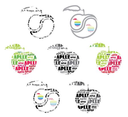 Apple with text on white backgroundのイラスト素材