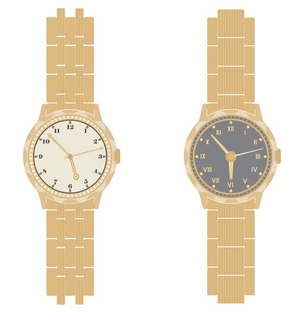 Gold watch and bracelet on a white background.のイラスト素材