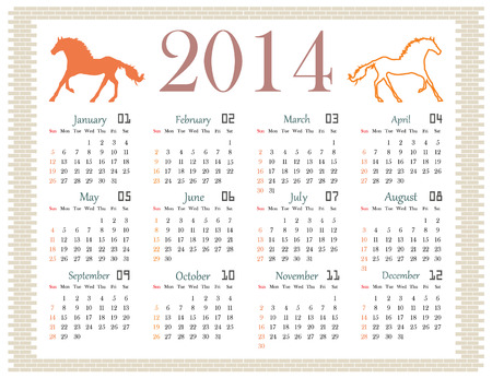 Calendar 2014 on a brick wallのイラスト素材