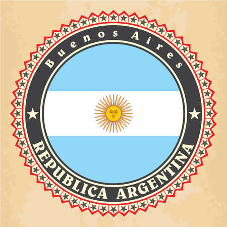 Vintage label cards of Argentina flag. Vectorのイラスト素材